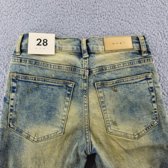 mnml X146 Stretch Denim Jeans Mens 28 Blue Distressed Slim Fit Stacked Skinny - Picture 14 of 16